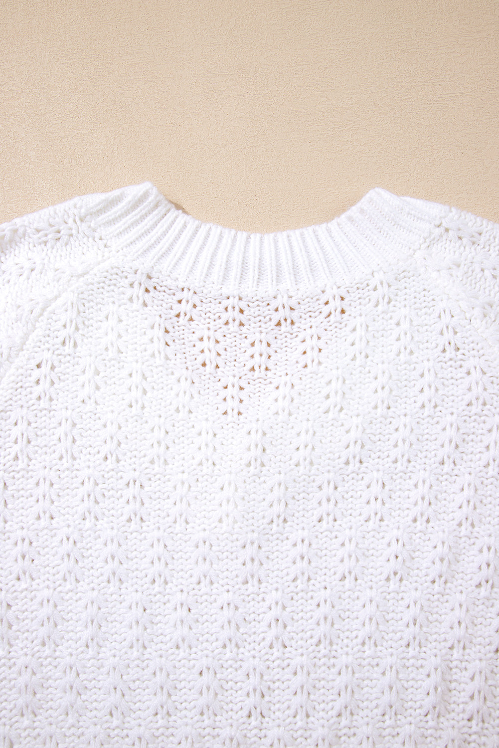 White Plain Knit Ribbed Edge V Neck Loose Sweater Sweaters eb360cfcb33d4bef