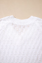 White Plain Knit Ribbed Edge V Neck Loose Sweater Sweaters eb360cfcb33d4bef