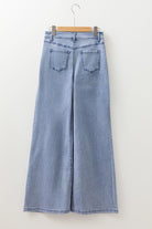 Beau Blue Button Zip High Waist Flared Hem Jeans Jeans eb45ac0a849ae48c