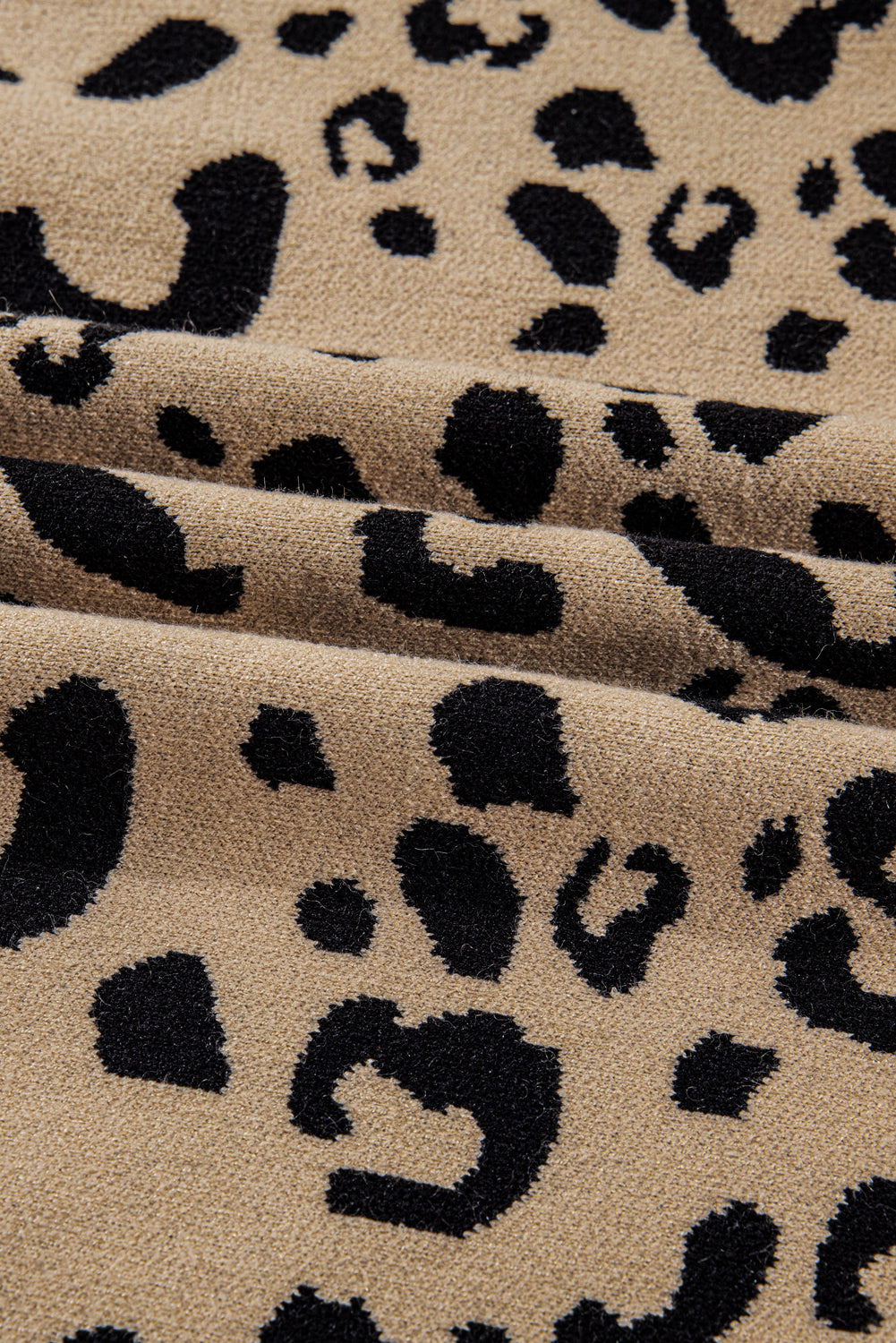 Brown Leopard Knitted Lace Trim Cuffed Plus Size Sweater Plus Size Sweaters&Cardigans eb46aad77b80e10c