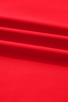 Fiery Red Striped Trim Ruffle Split Neck Long Sleeve Blouse Blouses ebfa2156f1996d39