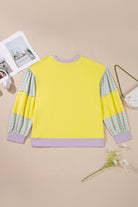 Yellow Striped Colorblock Patchwork Plus Size Pullover Sweatshirt Plus Size Tops ecc88df8cff4701b