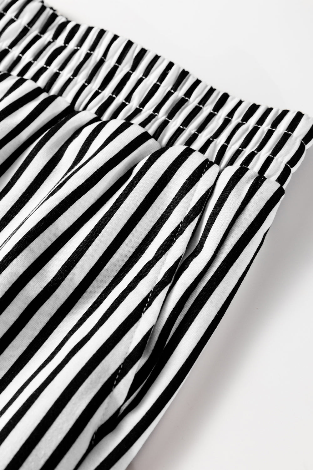 Brown Striped Elastic Waistband Pocketed Loose Pants Pants ed499ded46752eed