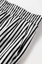 Brown Striped Elastic Waistband Pocketed Loose Pants Pants ed499ded46752eed