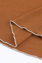 Brown Textured Crewneck Long Sleeve Top Long Sleeve Tops eec11f313192affa