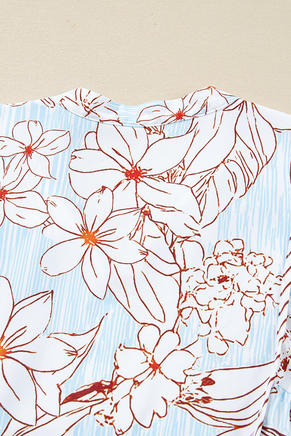 Brown Floral Print Tie Neck Long Sleeve Mini Dress Short Dresses eedbd8bcc32a0dd5