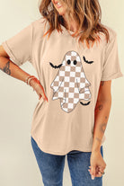 Khaki Ghost Bat Heat Transfer Printing Halloween Holiday Graphic Tee Graphic Tees ef01a97af70b943b
