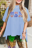 Myosotis USA Sequins Patch Drop Sleeve Crewneck T Shirt Graphic Tees ef36a27ae2190888