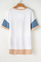 Multicolour Colorblock Patchwork Side Split Tunic T Shirt T Shirts ef4bb77d9fab7a43