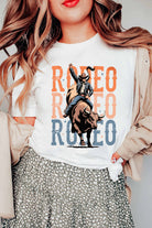 White RODEO Heat Transfer Printing Graphic T Shirt Graphic Tees ef5065b96f8eed52