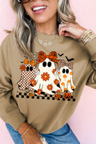 Khaki Cute Halloween Ghost Heat Transfer Printing Graphic Baggy Sweatshirt Graphic Sweatshirts ef545506eabf78ae
