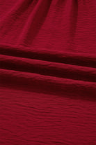 Burgundy Notched Neck Shirred Cuffs Long Sleeve Blouse Blouses efa59656b39440a1