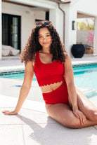 BeautybyShree Tonga Scalloped Swim Top