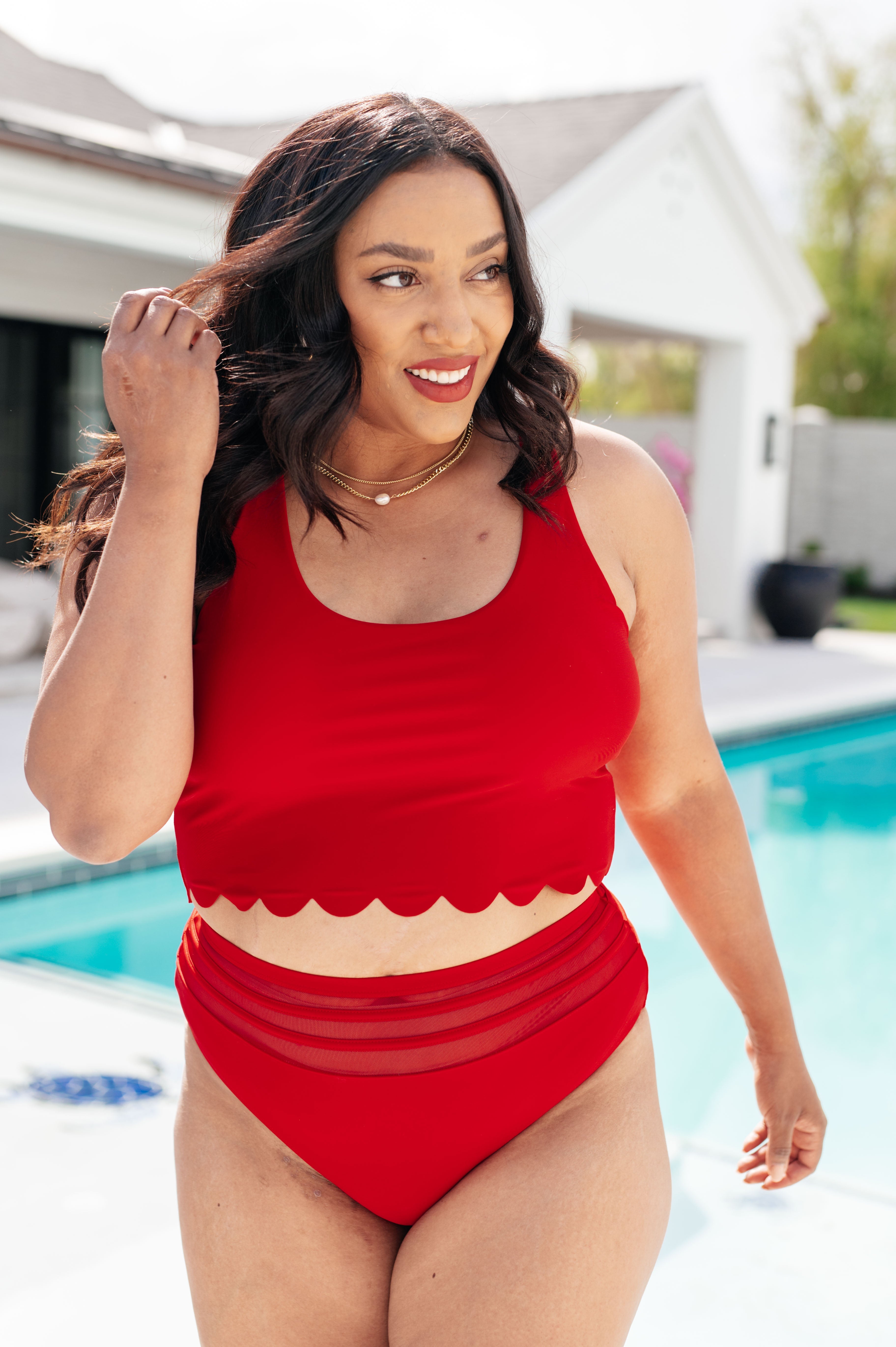 BeautybyShree Tonga Scalloped Swim Top