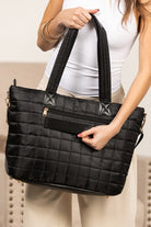 Black Quilted Patchwork Large Tote Bag and Clutch 2pcs Set Tote Bags f013f935967ec3ff