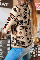 Black Vintage Geometric Half Zip Plush Sweatshirt Sweatshirts & Hoodies f0497a322ab33d05