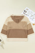 Parchment Colorblock Hollowed Knit Plus Size Hooded Jumper Sweater Plus Size Sweaters & Cardigans f0e3f759dcc9b6fc