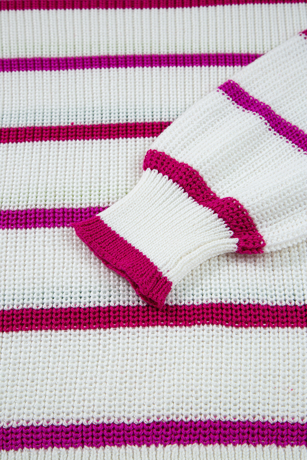 White Colorful Striped Drop Shoulder Crew Neck Sweater Sweaters f1348ef04d4a52c0