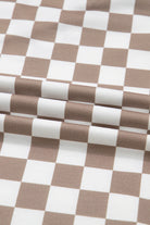 Khaki Double Checkered Patchwork Tie Neck Oversize Hoodie Sweatshirts & Hoodies f1a87294232c9cac