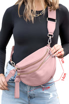 Bright Pink Strap Double Zipper Crossbody Bag Crossbody Bags f1c1f1e2236ee396