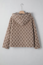 Chestnut Sherpa Rhombus Zip Up Side Pocket Hooded Jacket Jackets f2e33556ee7268fe