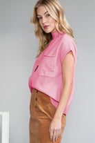 Oatmeal Patch Pocket Ribbed Knit Short Sleeve Sweater Knit Tops f39053dba0ea4e3c