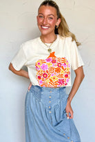 White Floral Pumpkin Heat Transfer Printing Graphic Tee Graphic Tees f3e14ed8b936520d