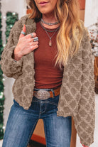 Chestnut Sherpa Rhombus Zip Up Side Pocket Hooded Jacket Jackets f45c170ca1f6b73a