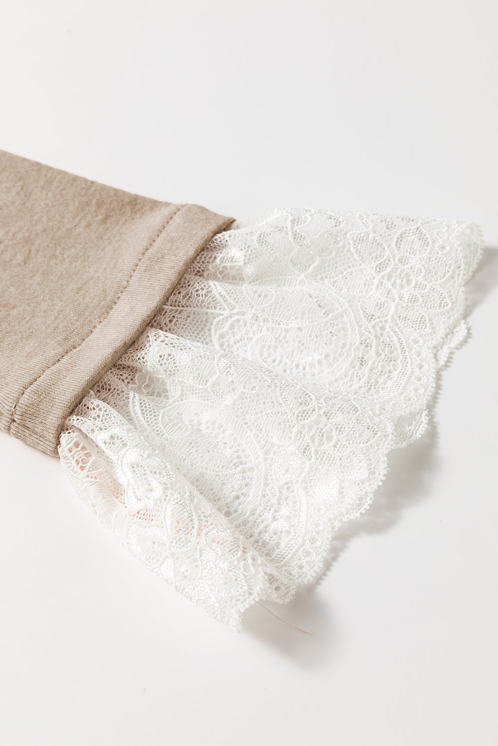 Parchment Seam Detail Lace Contrast Cuffs Raglan Sleeve Top Long Sleeve Tops f5181d1a12da4413