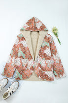 Khaki Vintage Paisley Floral Printed Sherpa Lined Hooded Jacket Jackets f55fa90a5fd4c7e2