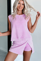 Myosotis Mineral Wash Sleeveless Top and Split Skort Set Two Piece Shorts Sets f5a290c4d0fd952e