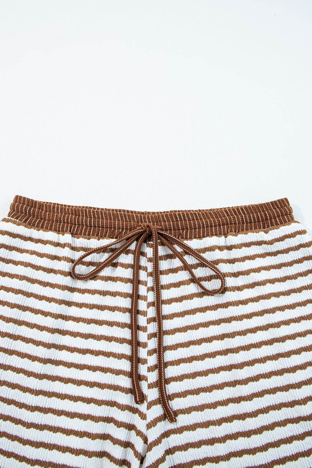 Khaki Stripe Plus Size Loose Pullover Drawstring Elastic Waist Wide Leg Pants Set Plus Size Matching Sets f5ad8efd61e91cde