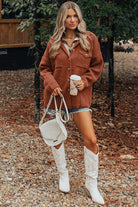 Medium Grey Ribbed Knit Buttons Front Flap Pocket Casual Shacket Jackets f5aeb1bb1cf7911f