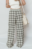 Gray Plaid Wide Leg Casual Pants Pants f5d6a52667ec4eea
