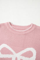 White Sweet Bow Long Sleeve Knit Sweater Sweaters f61877301d986d39