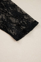 Black Plus Size Lace Patchwork Asymmetric Long Sleeve Top Plus Size Tops f61db2ddb2178b84