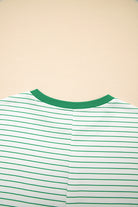 Green Stripe Ruffle Short Sleeve T Shirt Mini Dress Short Dresses f6521206d4a7f6f1