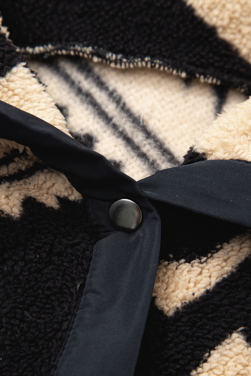 Black Vintage Geometric Half Zip Plush Sweatshirt Sweatshirts & Hoodies f6628726b73a90d4