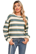 Khaki Striped Crew Neck Drop Shoulder Pullover Sweatshirt Sweatshirts & Hoodies f6c00de744b62add