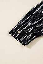 Black Spring and Autumn Abstract Print V-neck Long-sleeve Blouse Blouses f703558081e4e3b9