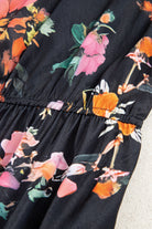 Black Plus Size Floral Print Tie Neck Cinched Waist Long Sleeve Mini Dress Plus Size Dresses f858be13404f437c