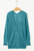 Jet Stream Mix Pattern Hollow Knit Open Front Cardigan Cardigans f87fe92fe6a0c60e