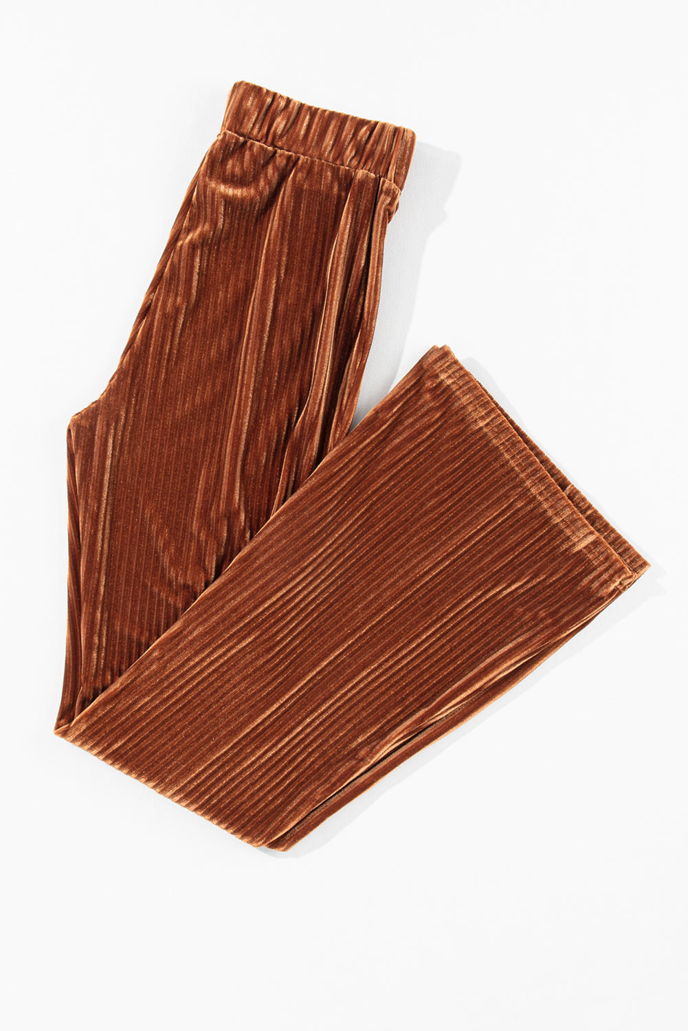 Chestnut Solid Color High Waist Corduroy Flare Pants Pants f8a4318753830c7e