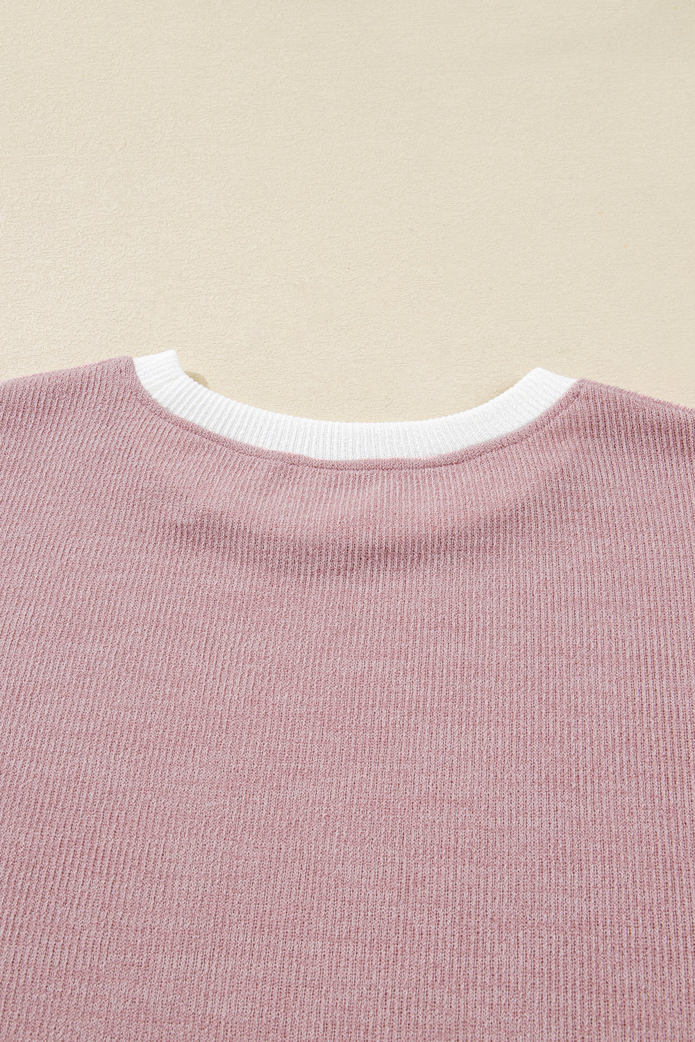 Light Pink Contrast Trim Knitted Drop Shoulder Plus Size Top Plus Size Tops f8f67017acb5cbbd