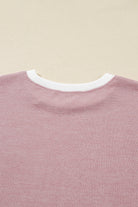 Light Pink Contrast Trim Knitted Drop Shoulder Plus Size Top Plus Size Tops f8f67017acb5cbbd