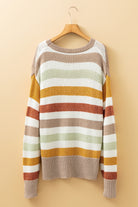 Multicolour Colorblock Drop Shoulder Crew Neck Sweater Sweaters f912eb9fa4d7f57a