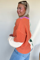 Desert Gold Colorblock Knit Drop Shoulder Loose Fit Sweater Sweaters f91e95721918067e