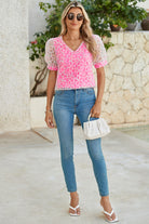 Bonbon Mesh Applique Puff Sleeve Blouse Blouses f9f37534cfe9f2f7