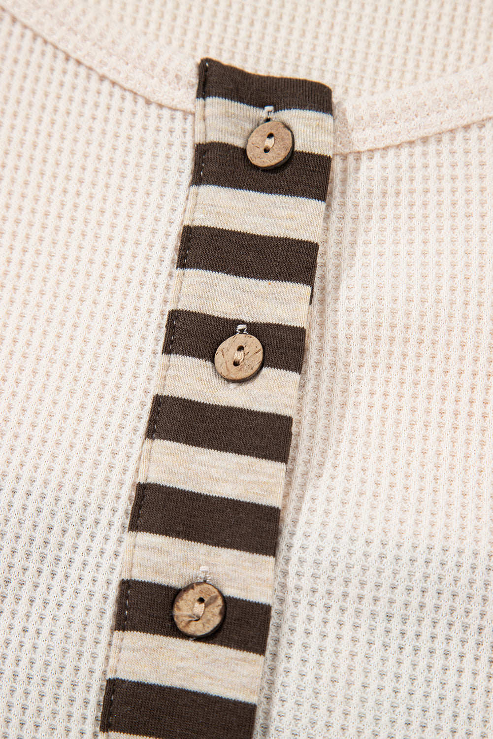 Parchment Plus Size Waffle Striped Plaid Patchwork Henley Pullover Plus Size Tops fa3739587f3cd1ef