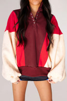 Fiery Red Colorblock Patchwork Oversized Sweatshirt Sweatshirts & Hoodies fa75693ec37c10dc